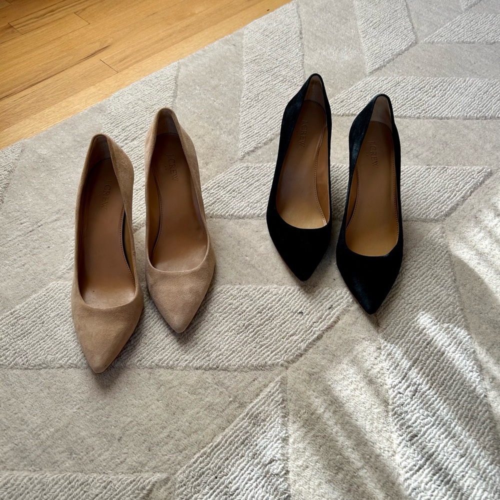Jcrew suede pumps 2pairs Size 8.5 Black and Nude